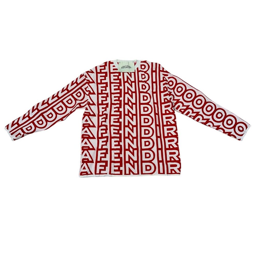 Fendi Marc Jacobs Knit Pullover White Red Chalk Coral Womens  Size 4 Oversized